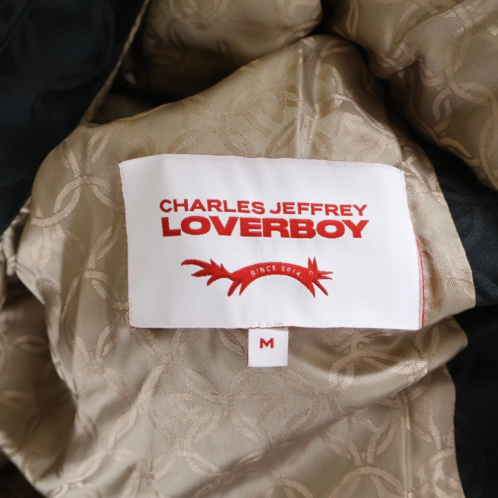 CHARLES JEFFREY LOVERBOY(チャールズジェフリーラバーボーイ) キティモノグラム 中綿 ポリエステル フード付き ジップアップ ジャケット ブラック