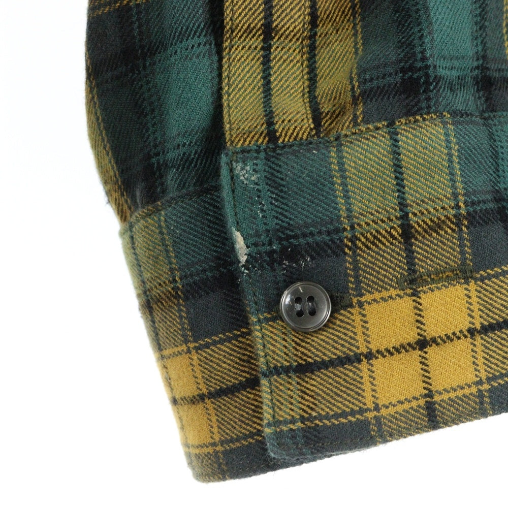 KIDILL(キディル) 24AW PUNK LETTER SHIRT フェイクファーパンクレター チェック オーバーサイズ 長袖シャツ イエロー KL867