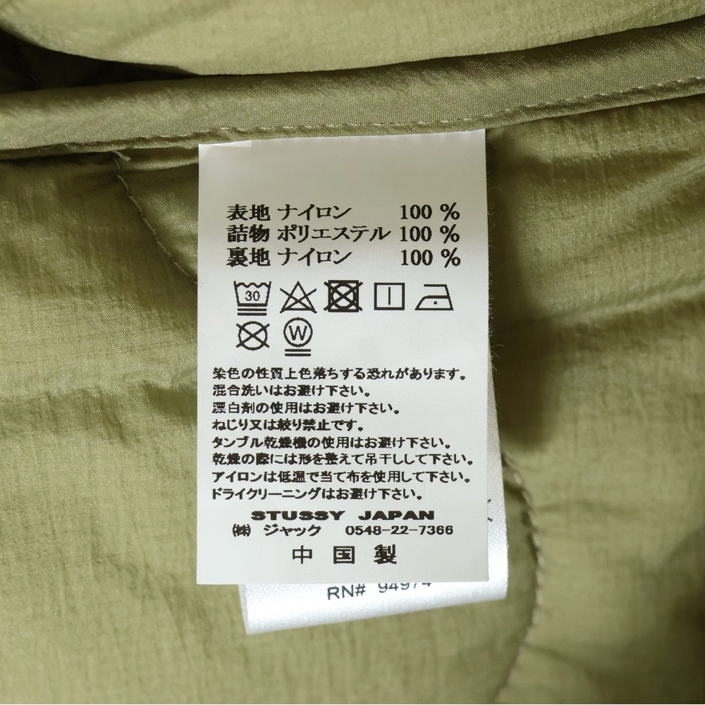 STUSSY(ステューシー) Quilted Liner Vest キルティング ナイロン ジップアップ ベスト カーキ 115561