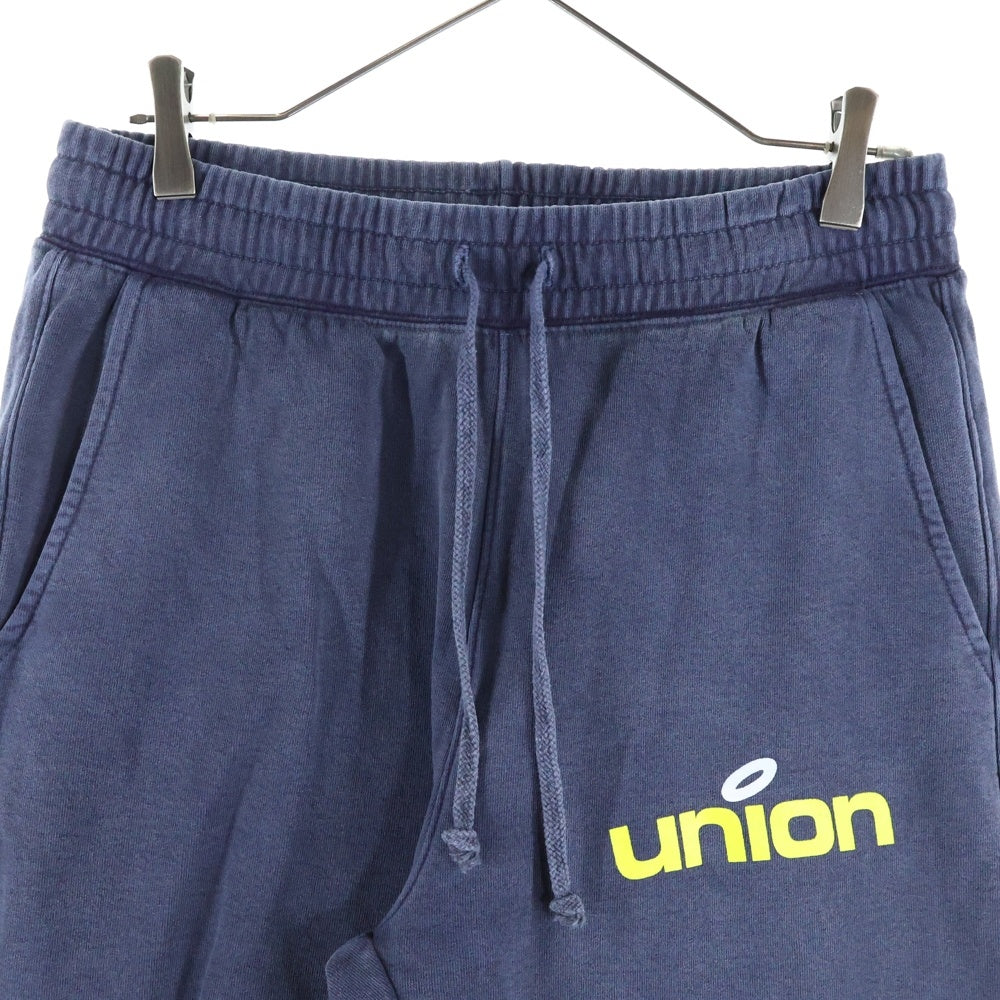 UNION(ユニオン) ロゴプリント ウォッシュ加工 スウェットパンツ ネイビー
