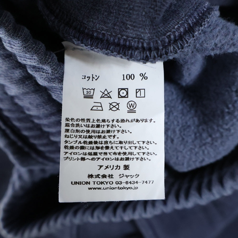 UNION(ユニオン) ロゴプリント ウォッシュ加工 スウェットパンツ ネイビー