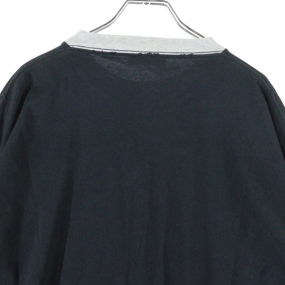 BALENCIAGA(バレンシアガ) ロゴ刺繍 ツートン7分袖 Tシャツ ブラック/グレー 699190 TMVC8