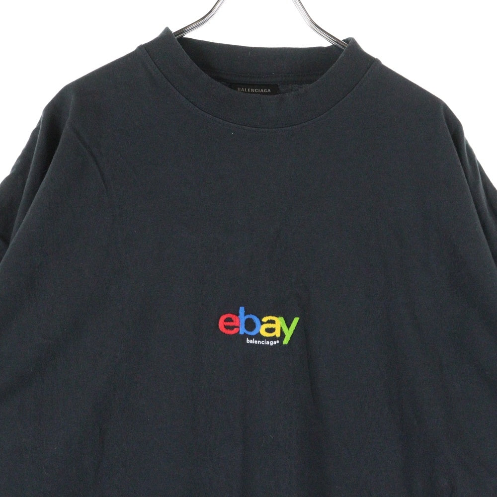 BALENCIAGA(バレンシアガ) ×ebay イーベイ ロゴ刺繍 クルーネック 半袖Tシャツ カットソー ブラック 787349 TRVE8