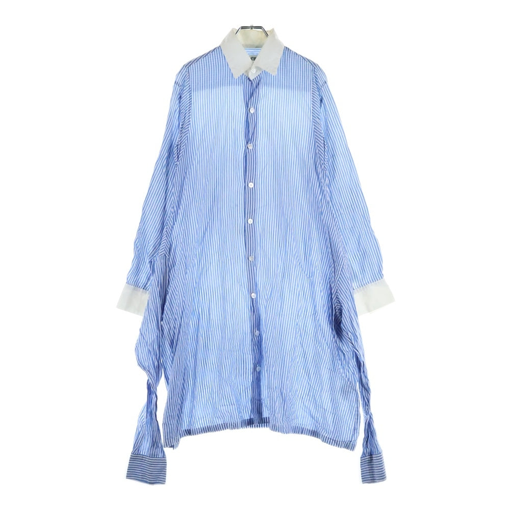 YOHJI YAMAMOTO REGULATION(ヨウジヤマモト レギュレーション) ストライプ ロングスリーブ長袖シャツ ホワイト/ブルー FJ-D52-805 レディース