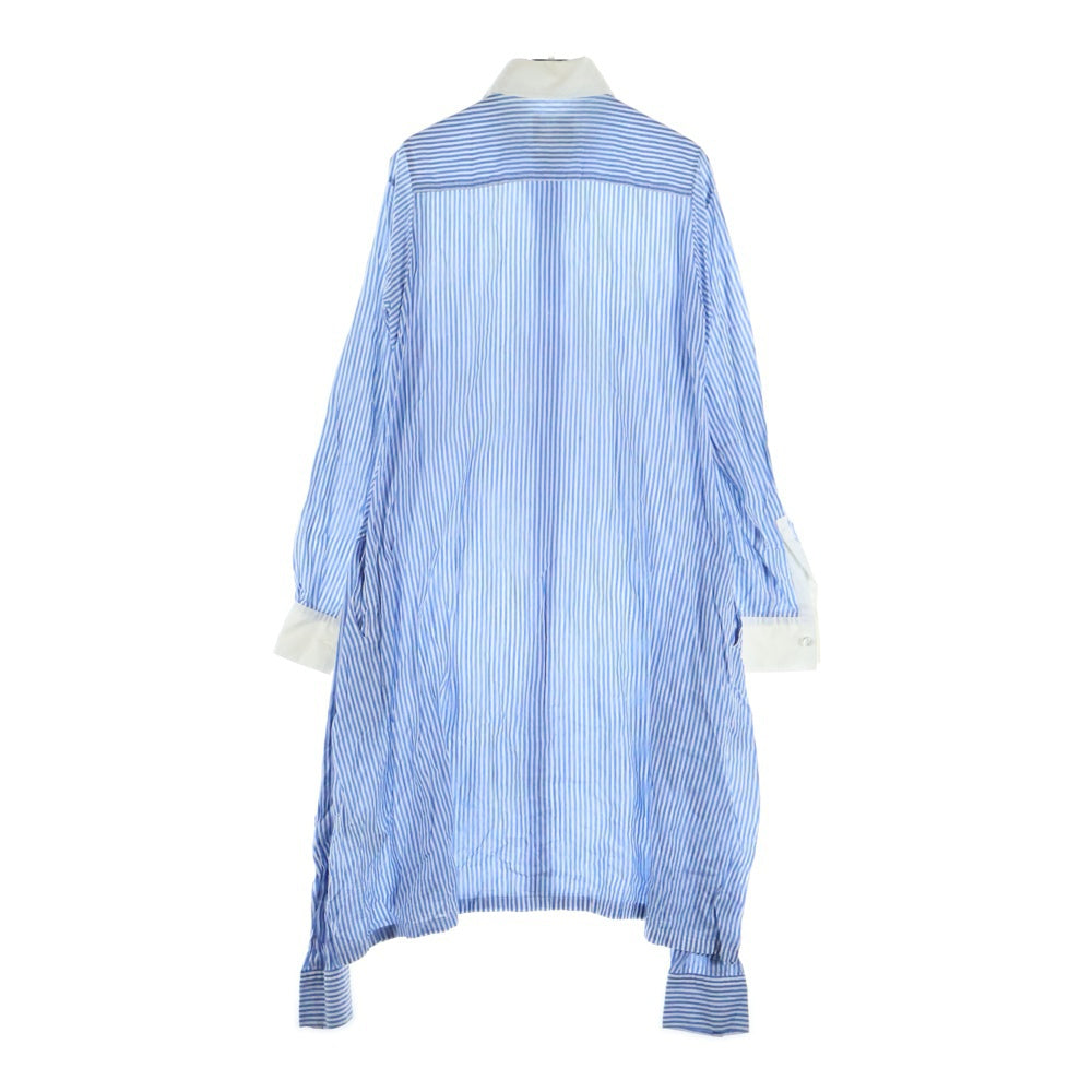 YOHJI YAMAMOTO REGULATION(ヨウジヤマモト レギュレーション) ストライプ ロングスリーブ長袖シャツ ホワイト/ブルー FJ-D52-805 レディース