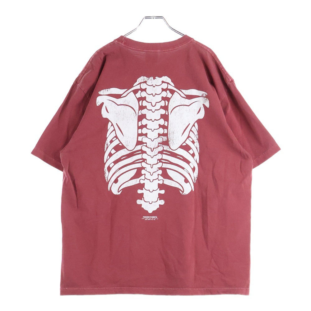 FR2(エフアールツー) BONE GARMENT DYE T-SHIRT ボーンプリント クルーネック半袖Tシャツ カットソー レッド
