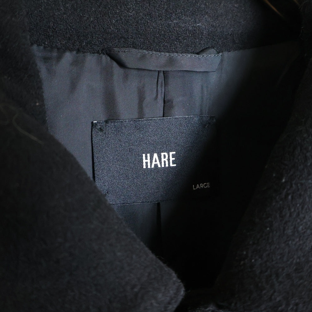 HARE(ハレ) ウール ワイド ステンカラーコート ブラック HA030160AD