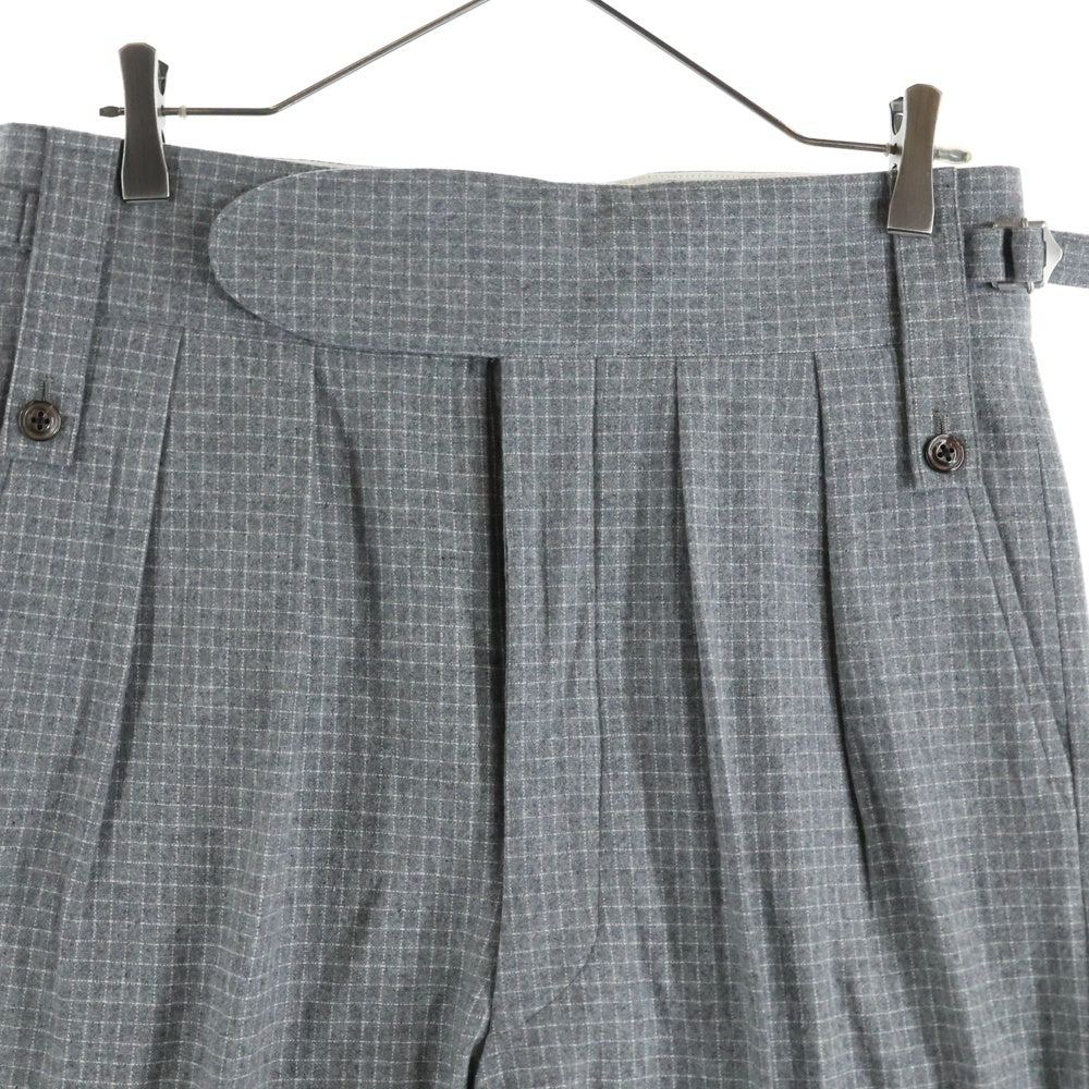 NEAT(ニート) センタープレス チェック ウールスラックスパンツ グレー