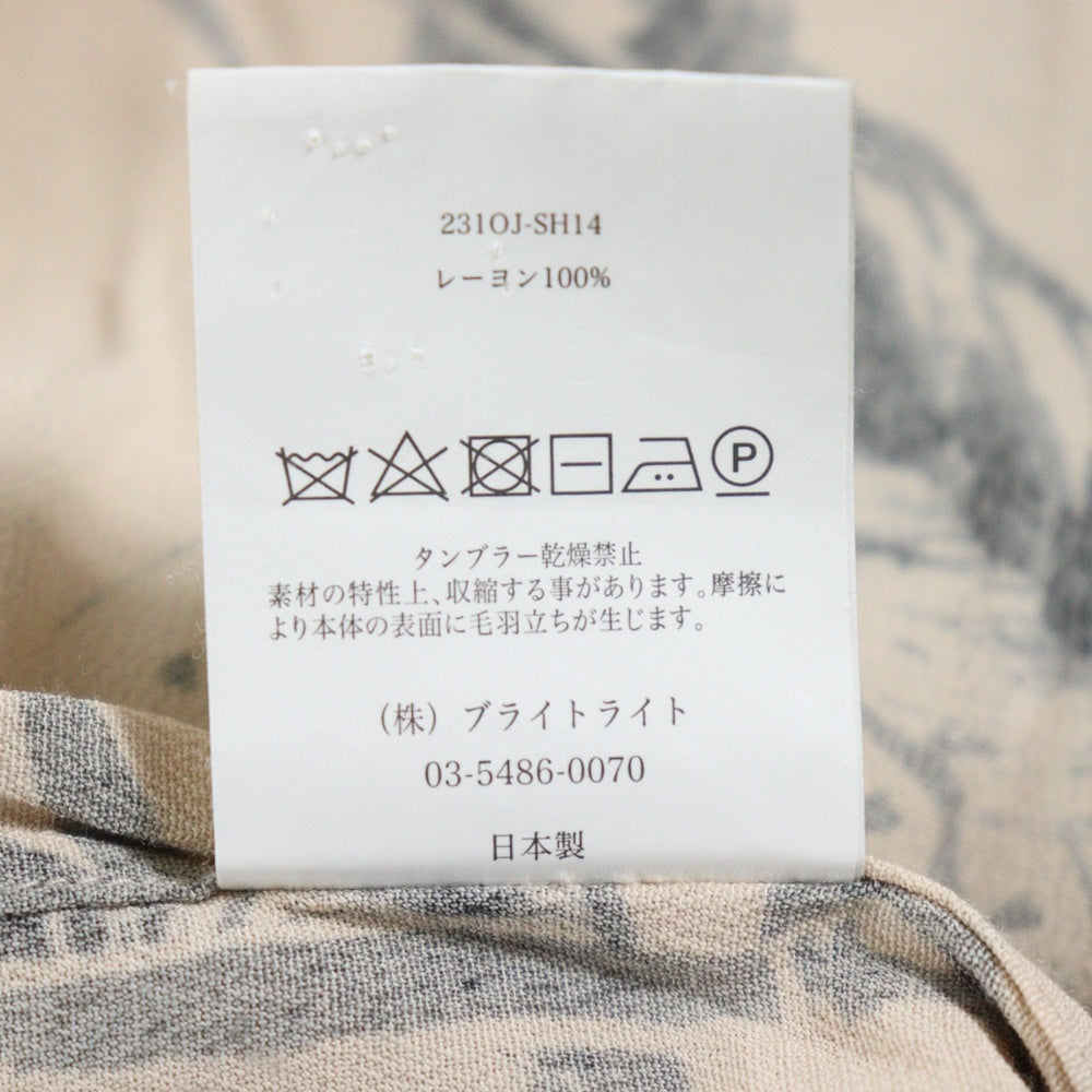 OLD JOE(オールドジョー) 23SS ORIGINAL PRINTED OPEN COLLAR SHIRTS オリジナルプリント オープンカラー 半袖シャツ ピンク 231OJ-SH14