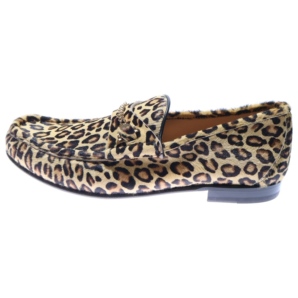 NO BRAND(ノーブランド) hyusto / ヒュースト MICK レオパード ハラコ ローファー シューズ ベージュ