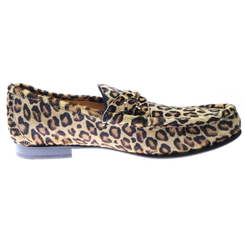 NO BRAND(ノーブランド) hyusto / ヒュースト MICK レオパード ハラコ ローファー シューズ ベージュ