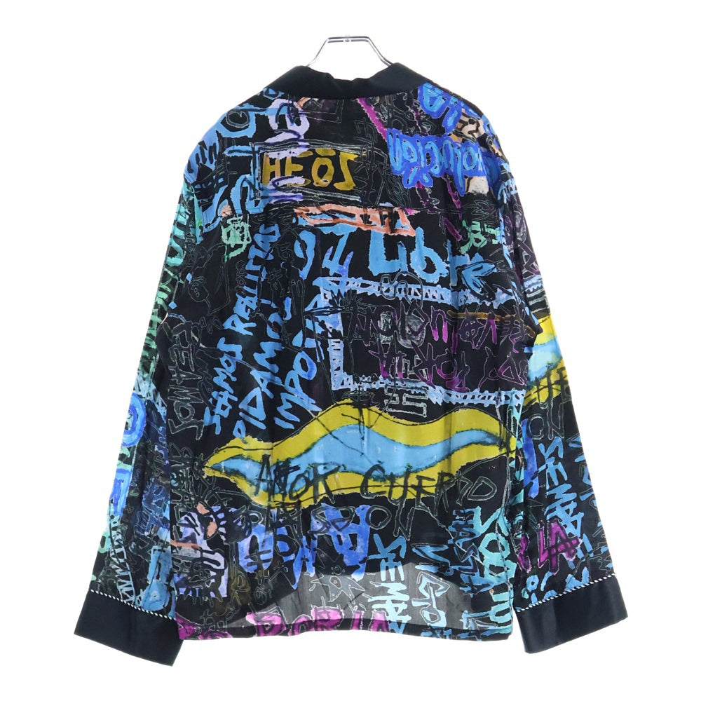 HEOS(ヘオース) グラフィックプリント 長袖シャツ ブラック/マルチ HBSS-SH004