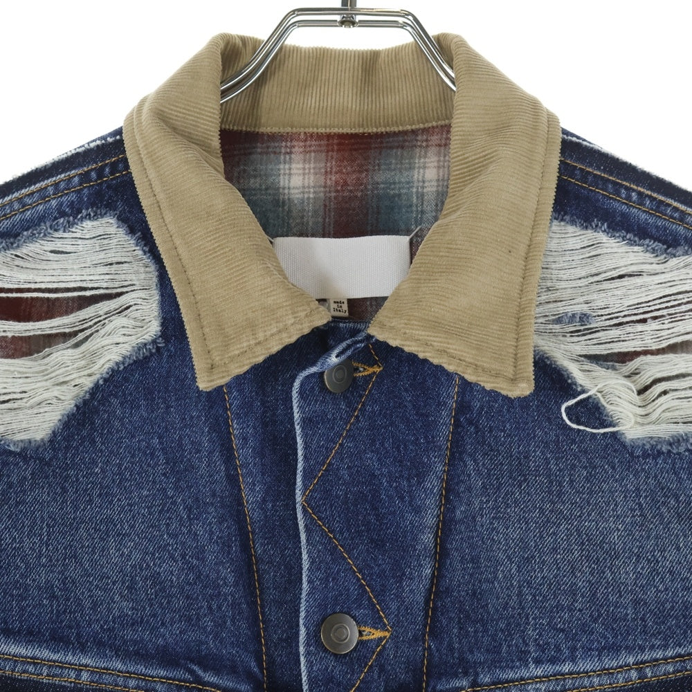 Maison Margiela 0(メゾンマルジェラ) 23AW ×PENDLETON ペンドルトン ウエスタンヨーク ダメージ加工 デニム トラッカージャケット インディゴ S67AM0061 STZ092