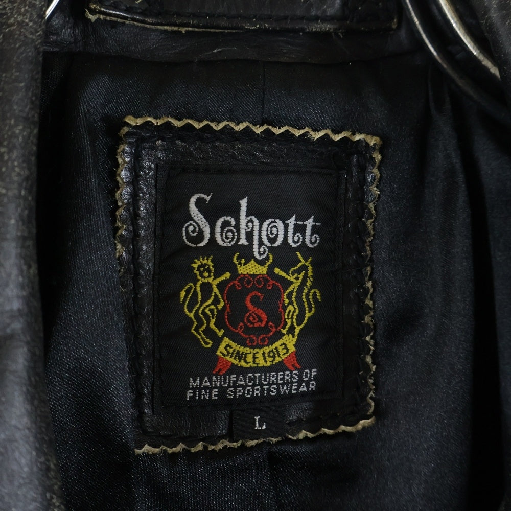 SCHOTT(ショット) ポリスマン ジップアップ レザージャケット ブラック