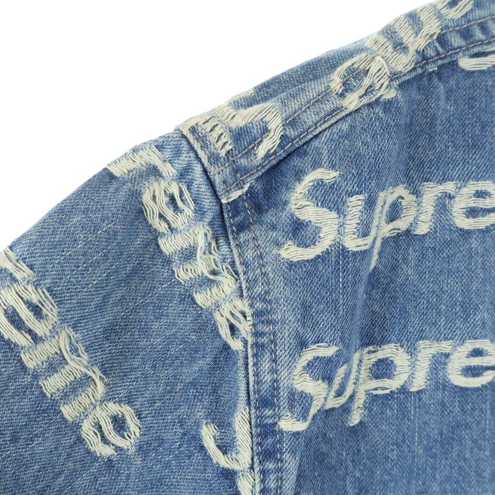 SUPREME(シュプリーム) 21SS Frayed Denim Trucker Jacket フレイドロゴ デニム トラッカージャケット インディゴ