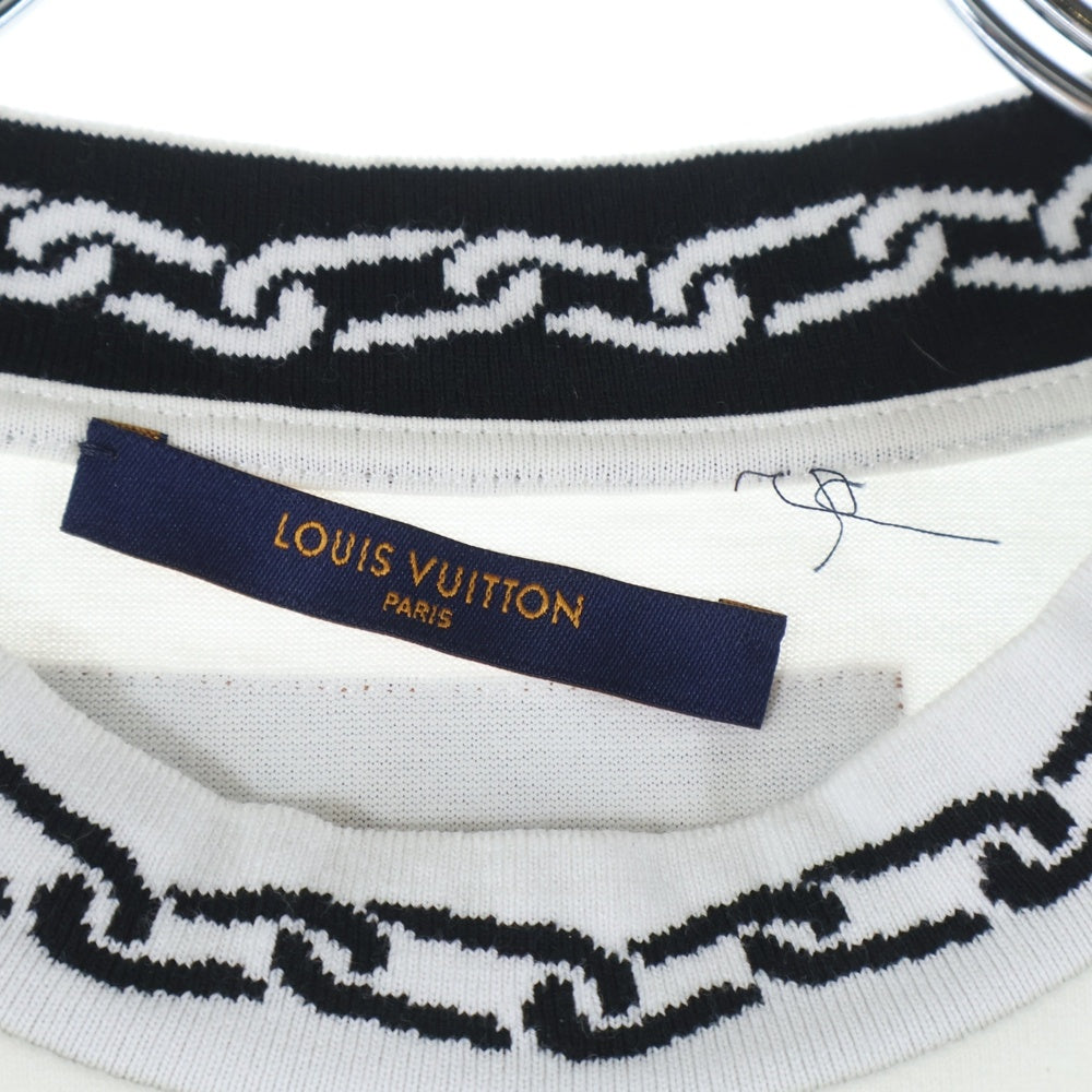 LOUIS VUITTON(ルイヴィトン) 20SS ウィズチェーン ジャガードリブ コットン 半袖Tシャツ カットソー ホワイト RM201M NPG HIY01W