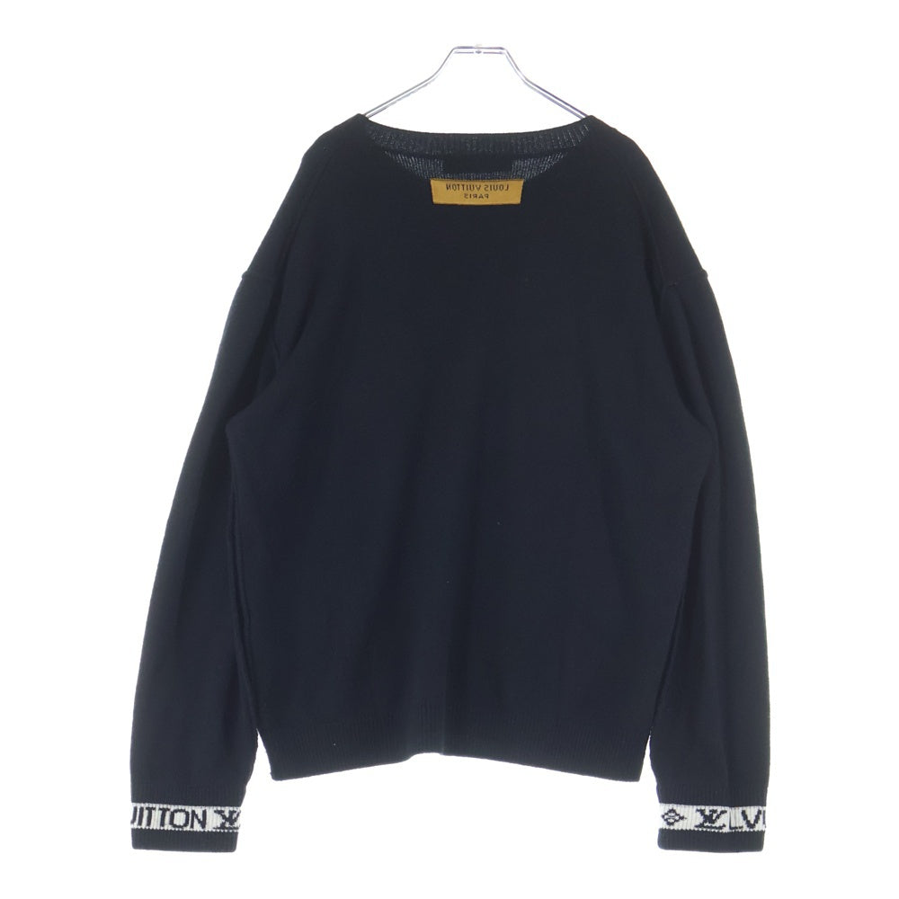 LOUIS VUITTON(ルイヴィトン) 23SS Arm Logo Cashmere Knit Sweater リブロゴ カシミヤ インサイドアウト ニット セーター ブラック RM231Q GK1 HON44W