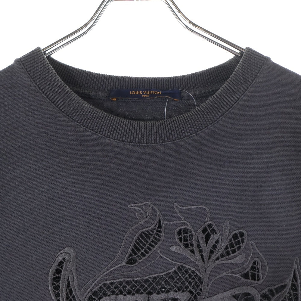 LOUIS VUITTON(ルイヴィトン) 20SS LVヴェジェトゥルレースエンブロイダリー インサイドアウト 半袖Tシャツ カットソー ブラック RM201 TCE HIY88W