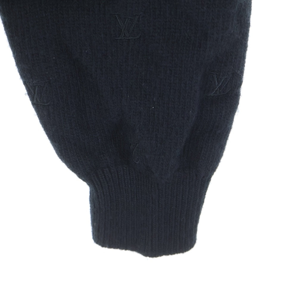 LOUIS VUITTON(ルイヴィトン) 24SS エンブロイダードシグネチャー LVロゴ ウール クルーネック ニットセーター ブラック RM241 H56 HQN86W