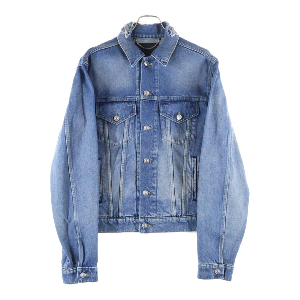 BALENCIAGA(バレンシアガ) ダメージ加工 バックキャンペーンロゴ刺繍 デニムジャケット インディゴ 487342 TSB06