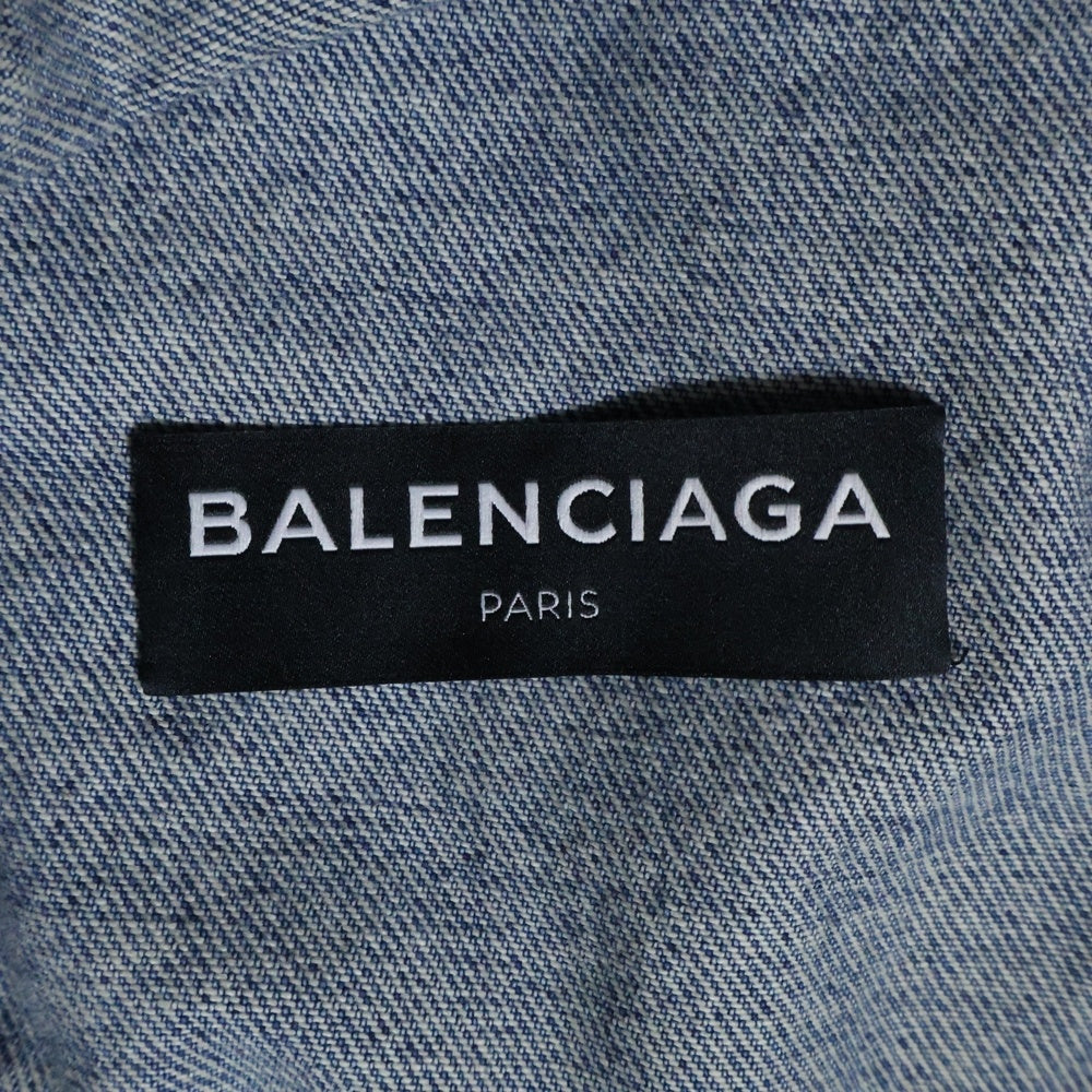 BALENCIAGA(バレンシアガ) ダメージ加工 バックキャンペーンロゴ刺繍 デニムジャケット インディゴ 487342 TSB06