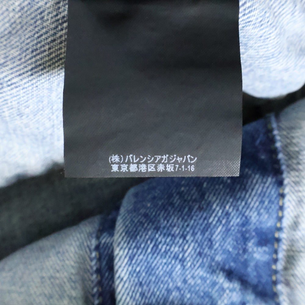 BALENCIAGA(バレンシアガ) ダメージ加工 バックキャンペーンロゴ刺繍 デニムジャケット インディゴ 487342 TSB06
