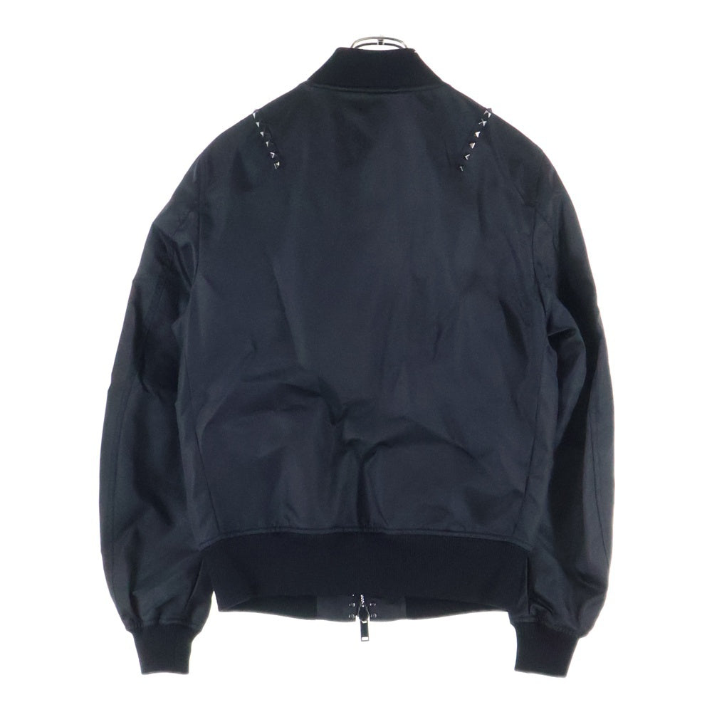 VALENTINO(ヴァレンティノ) Rockstud Untitled Bomber Jacket MA-1 ロックスタッズ ナイロン ジップアップ ジャケット ブルゾン ブラック MV3CI1602KP