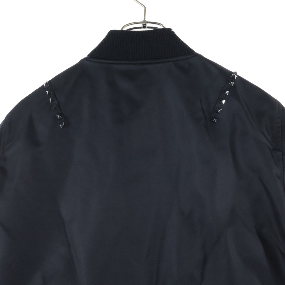 VALENTINO(ヴァレンティノ) Rockstud Untitled Bomber Jacket MA-1 ロックスタッズ ナイロン ジップアップ ジャケット ブルゾン ブラック MV3CI1602KP