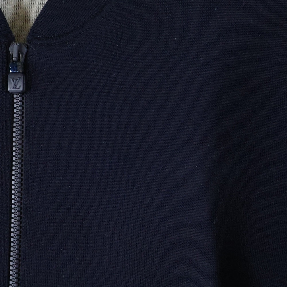 LOUIS VUITTON(ルイヴィトン) 18AW モノグラム ナイロン切替 ウール ニット ジップアップ ジャケット ブルゾン ネイビー RM182M GVN HFN03W