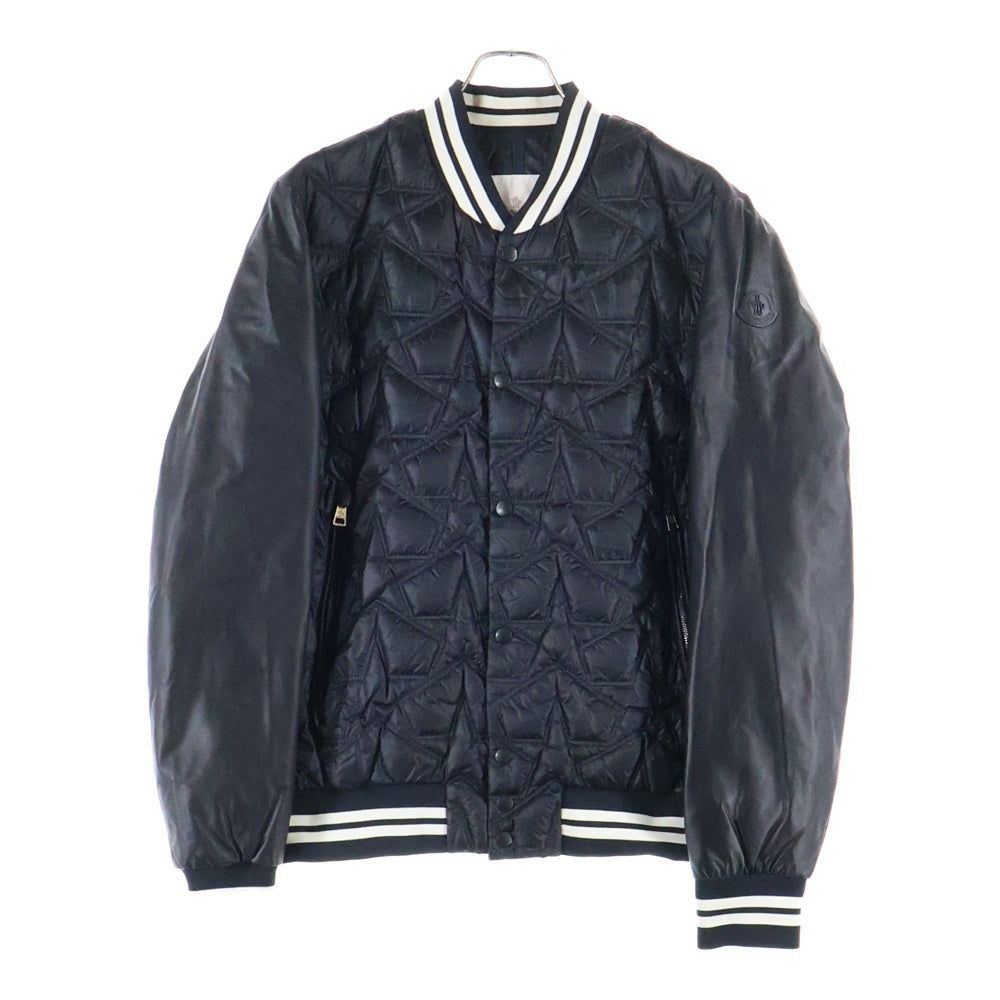 MONCLER(モンクレール) 16AW AUBURN レザー切替 キルティング ナイロン ダウンジャケット ブルゾン ブラック B20914095155 53279