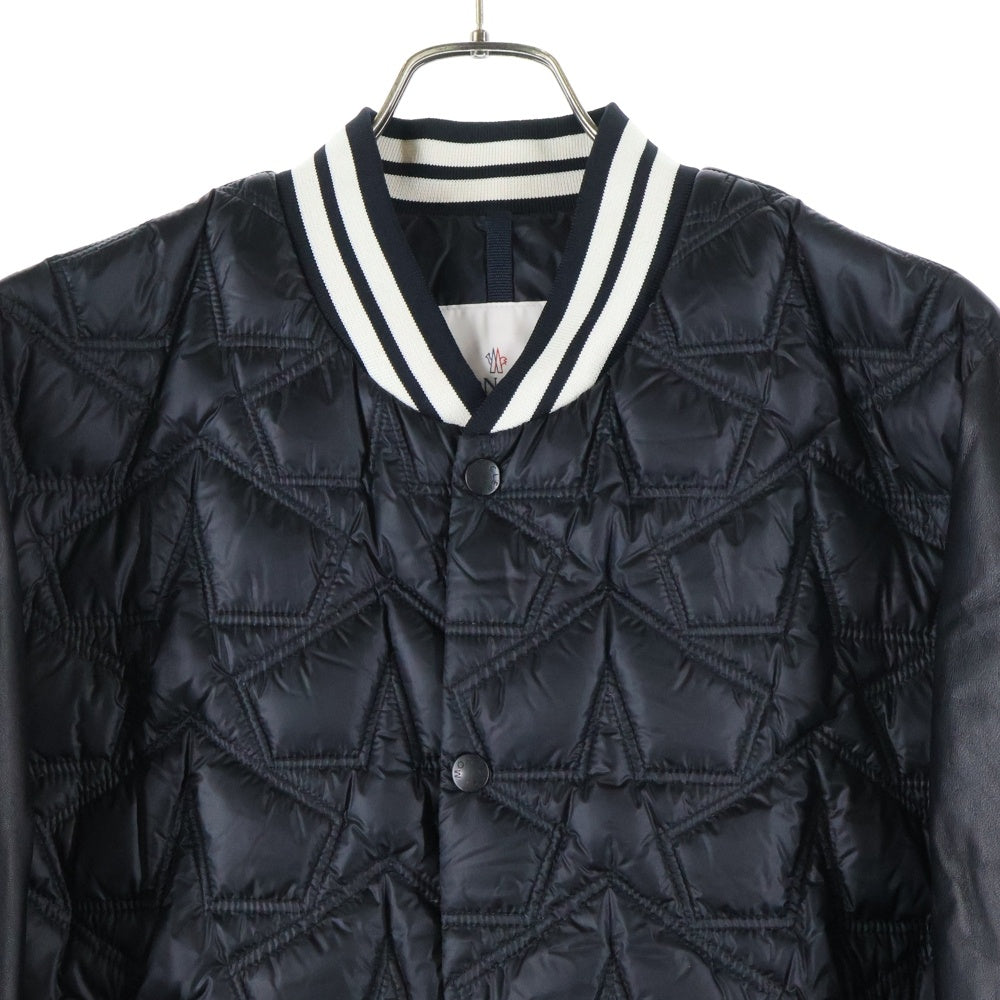 MONCLER(モンクレール) 16AW AUBURN レザー切替 キルティング ナイロン ダウンジャケット ブルゾン ブラック B20914095155 53279
