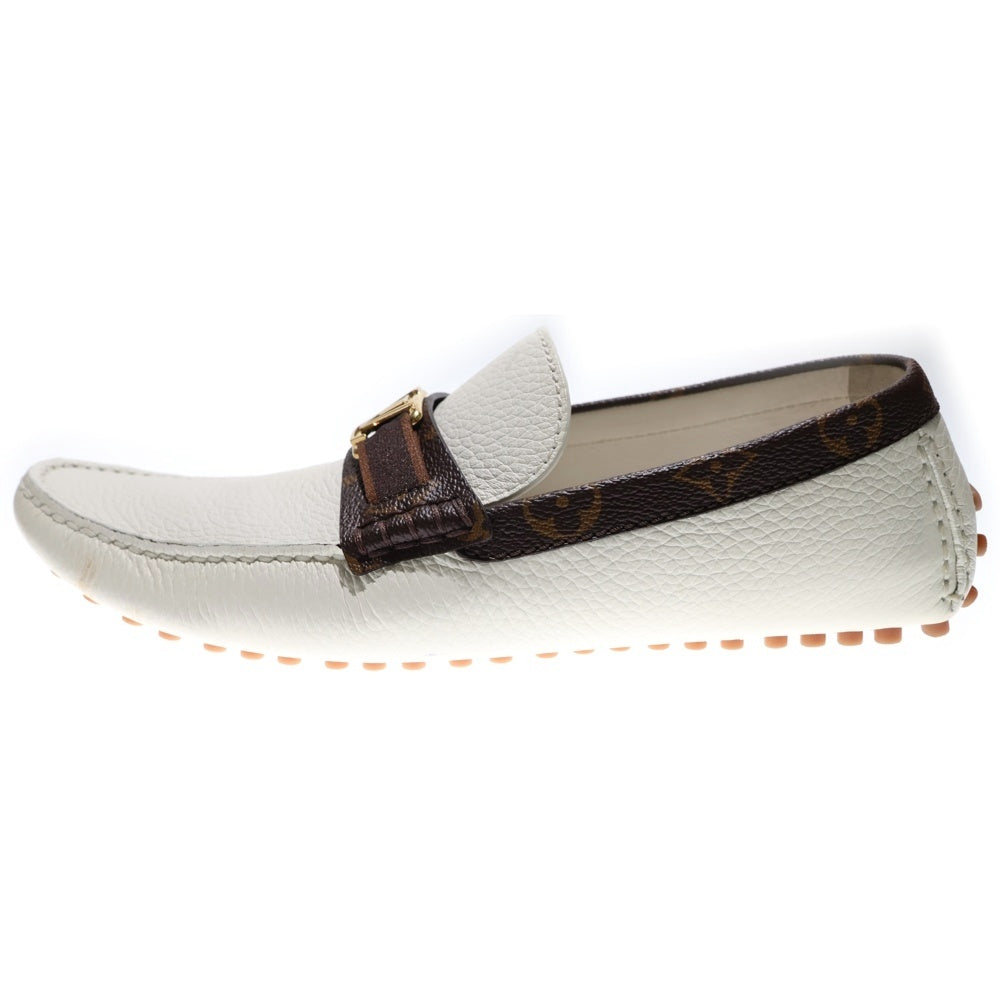 LOUIS VUITTON(ルイヴィトン) モノグラム LVロゴ レザー ローファー ドライビングシューズ ホワイト/ブラウン