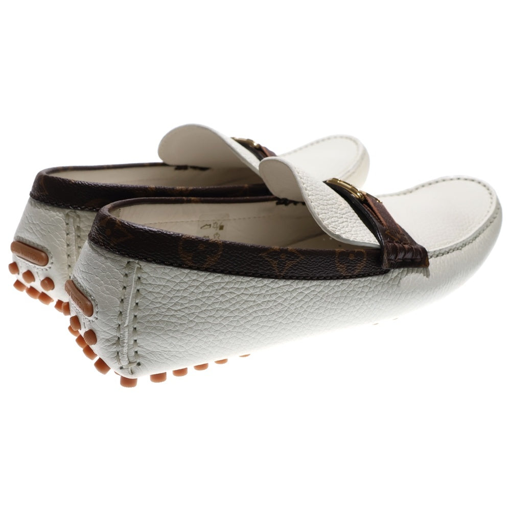 LOUIS VUITTON(ルイヴィトン) モノグラム LVロゴ レザー ローファー ドライビングシューズ ホワイト/ブラウン