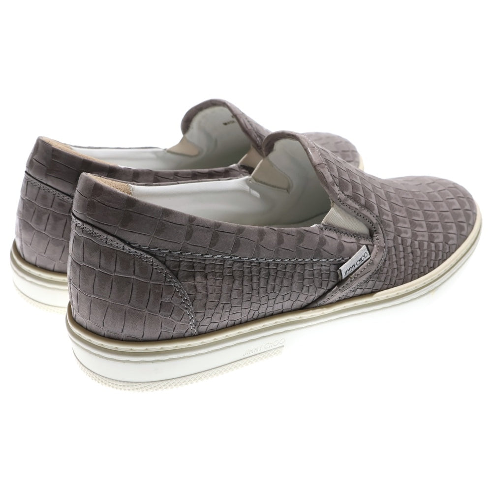 JIMMY CHOO(ジミーチュウ) 型押し レザー ローカットスニーカー スリッポン グレー