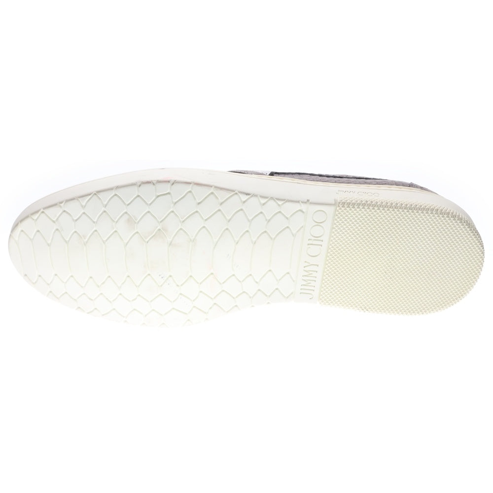 JIMMY CHOO(ジミーチュウ) 型押し レザー ローカットスニーカー スリッポン グレー