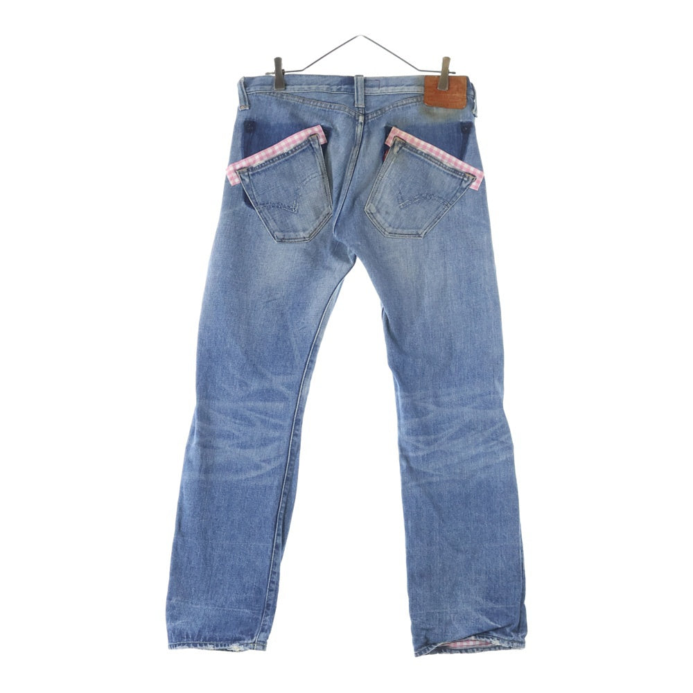 JUNYA WATANABE COMME des GARCONS(ジュンヤワタナベ コムデギャルソン) 09SS ×Levi's リーバイス 501XX ギンガムチェック 再構築 デニムパンツ インディゴ WC-P201 AD2008