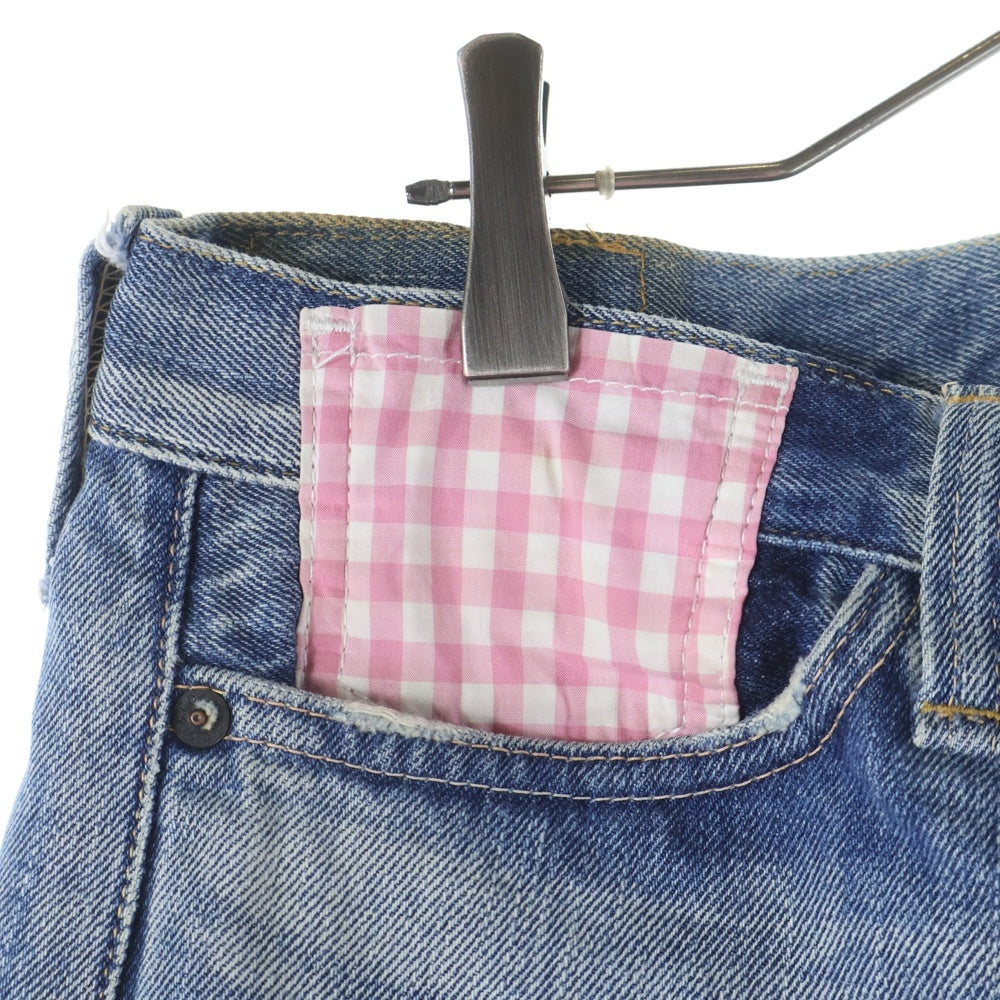 JUNYA WATANABE COMME des GARCONS(ジュンヤワタナベ コムデギャルソン) 09SS ×Levi's リーバイス 501XX ギンガムチェック 再構築 デニムパンツ インディゴ WC-P201 AD2008