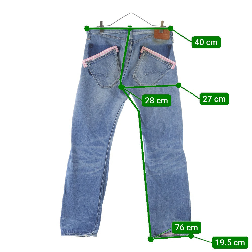 JUNYA WATANABE COMME des GARCONS(ジュンヤワタナベ コムデギャルソン) 09SS ×Levi's リーバイス 501XX ギンガムチェック 再構築 デニムパンツ インディゴ WC-P201 AD2008