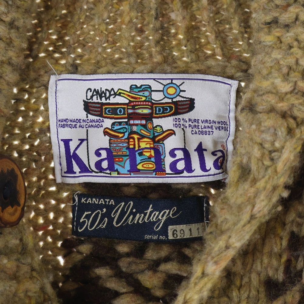 ka na ta(カナタ) COWICHAN SWEATER トナカイ カウチンニットセーター ベージュ