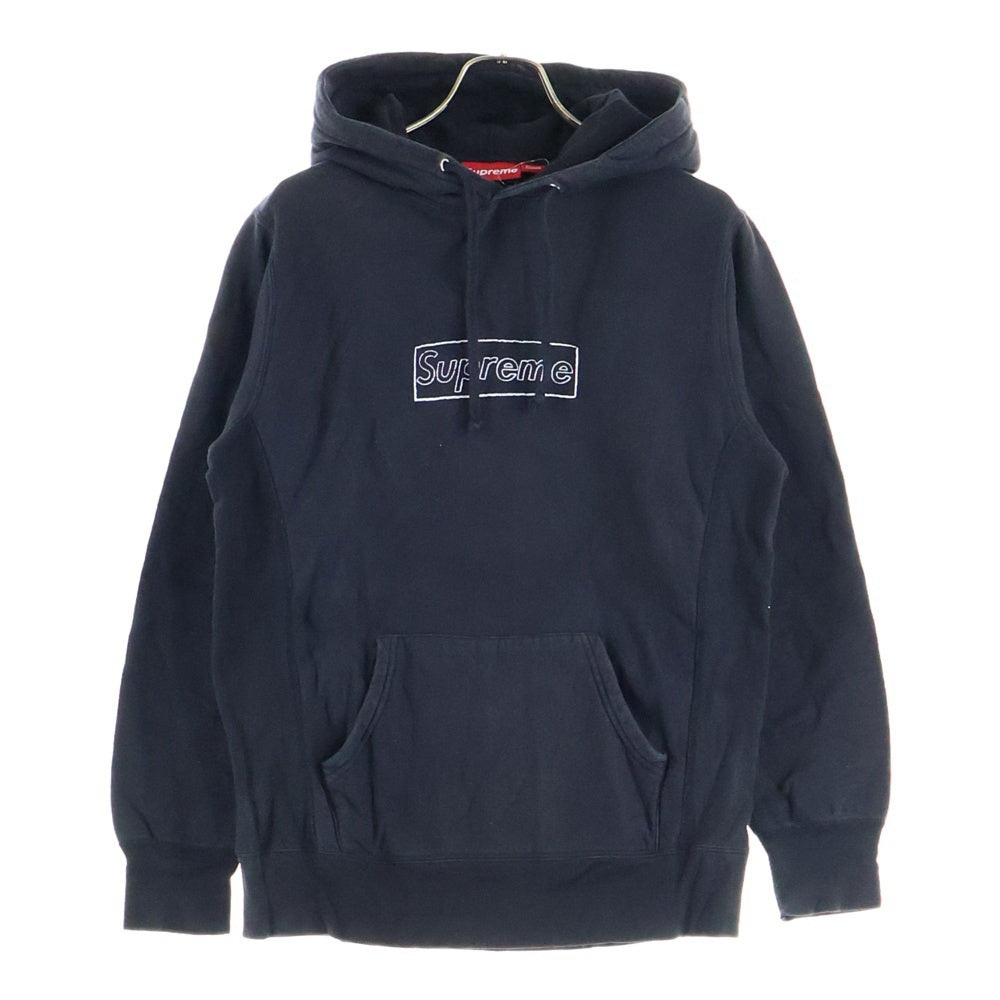SUPREME(シュプリーム) 11SS×KAWS Chalk Logo Hooded Sweatshirt カウズ チョークボックスロゴ スウェットプルオーバーパーカー ブラック