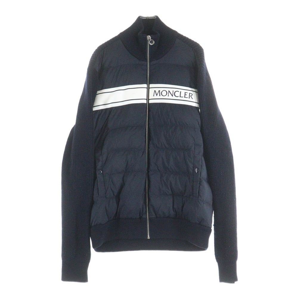 MONCLER(モンクレール) 22AW CARDIGAN TRICOT ナイロン切り替え ジップアップ ニットカーディガン ネイビー H20919B00005 M1131