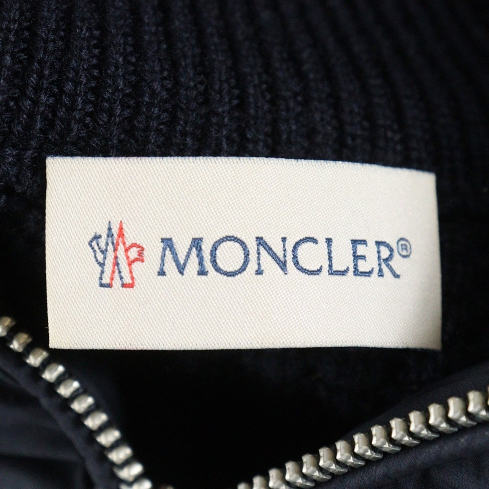 MONCLER(モンクレール) 22AW CARDIGAN TRICOT ナイロン切り替え ジップアップ ニットカーディガン ネイビー H20919B00005 M1131
