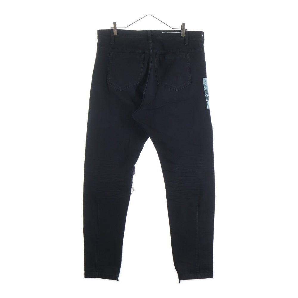 JULIUS(ユリウス) 18AW 10oz Denim Pants 裾ジップ スリム ダメージ加工 デニムパンツ ブラック 637PAM12-CHA