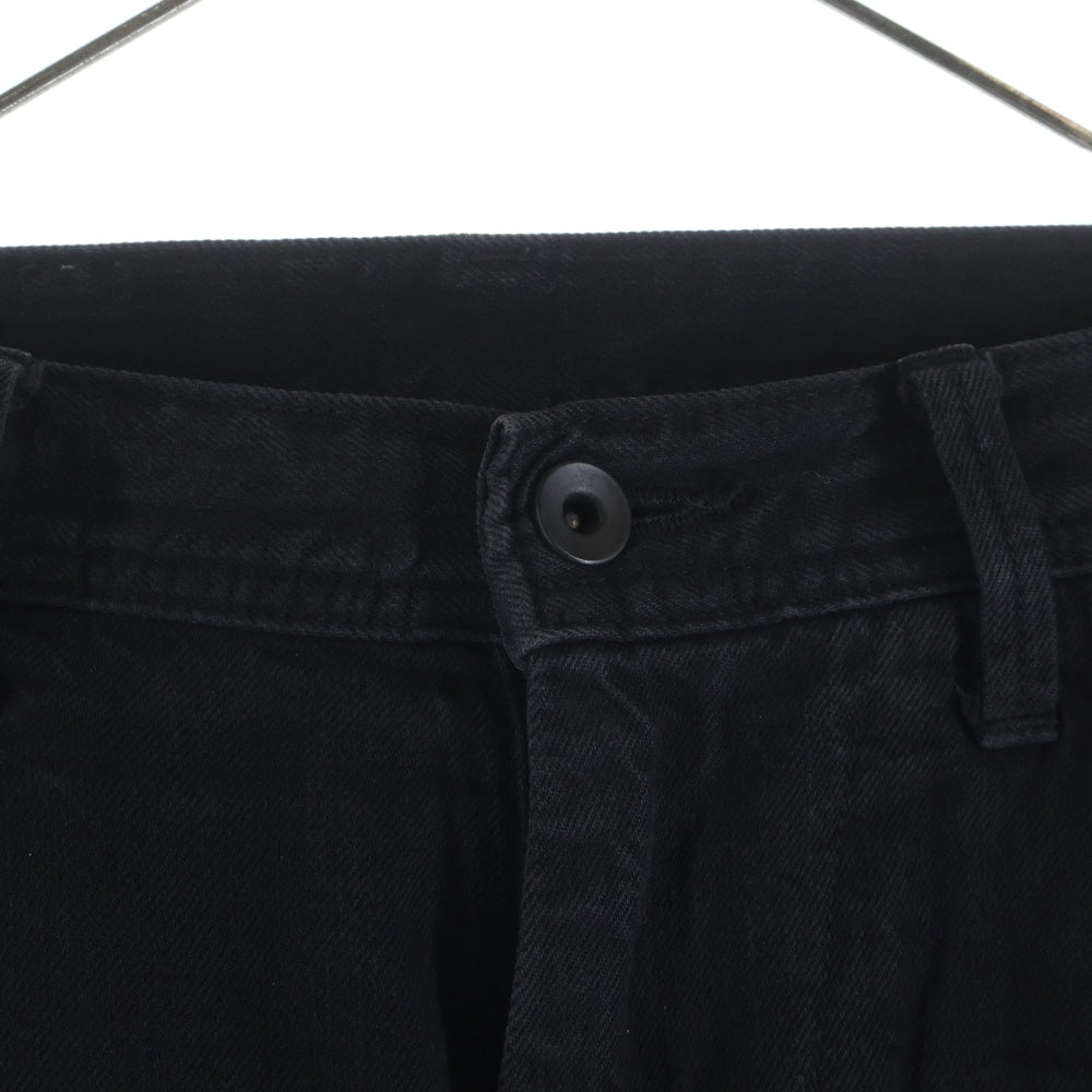 JULIUS(ユリウス) 18AW 10oz Denim Pants 裾ジップ スリム ダメージ加工 デニムパンツ ブラック 637PAM12-CHA