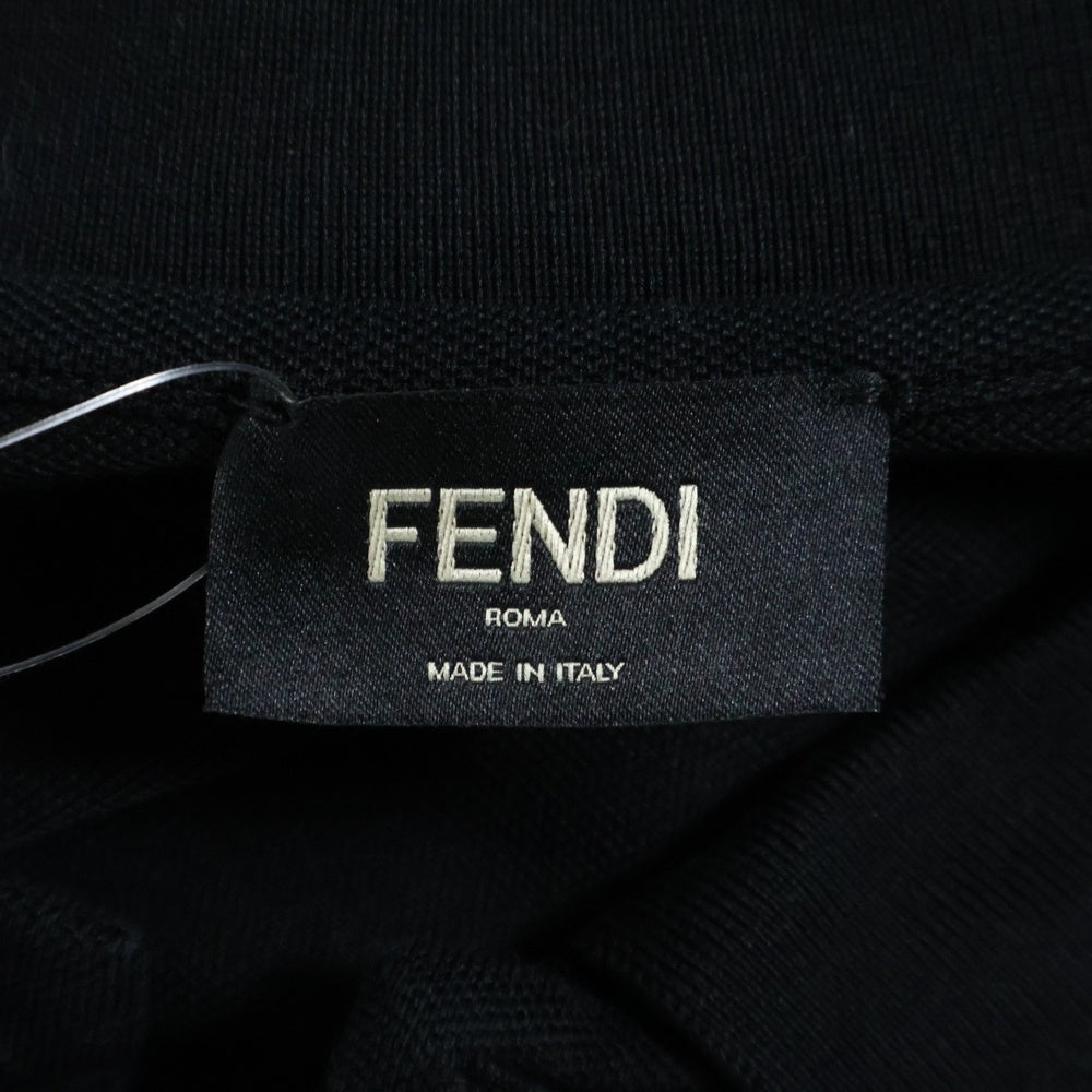 FENDI(フェンディ) モンスター刺繍 鹿の子 半袖ポロシャツ ブラック FY0985 A876
