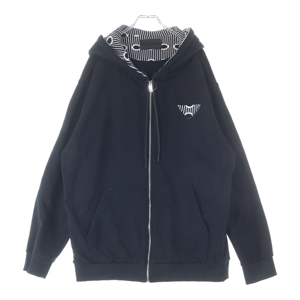 PRADA(プラダ) 22AW ストライクトライアングルロゴ ジップアップ スウェット パーカー ブラック UJL40A
