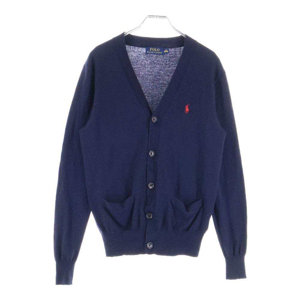POLO RALPH LAUREN(ポロラルフローレン) ポニー刺繍 ウール Vネック ニット カーディガン ネイビー