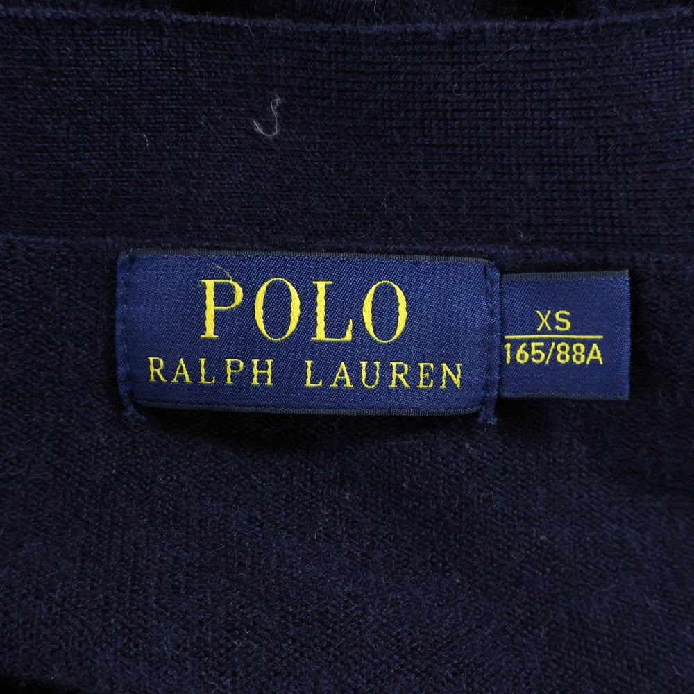 POLO RALPH LAUREN(ポロラルフローレン) ポニー刺繍 ウール Vネック ニット カーディガン ネイビー