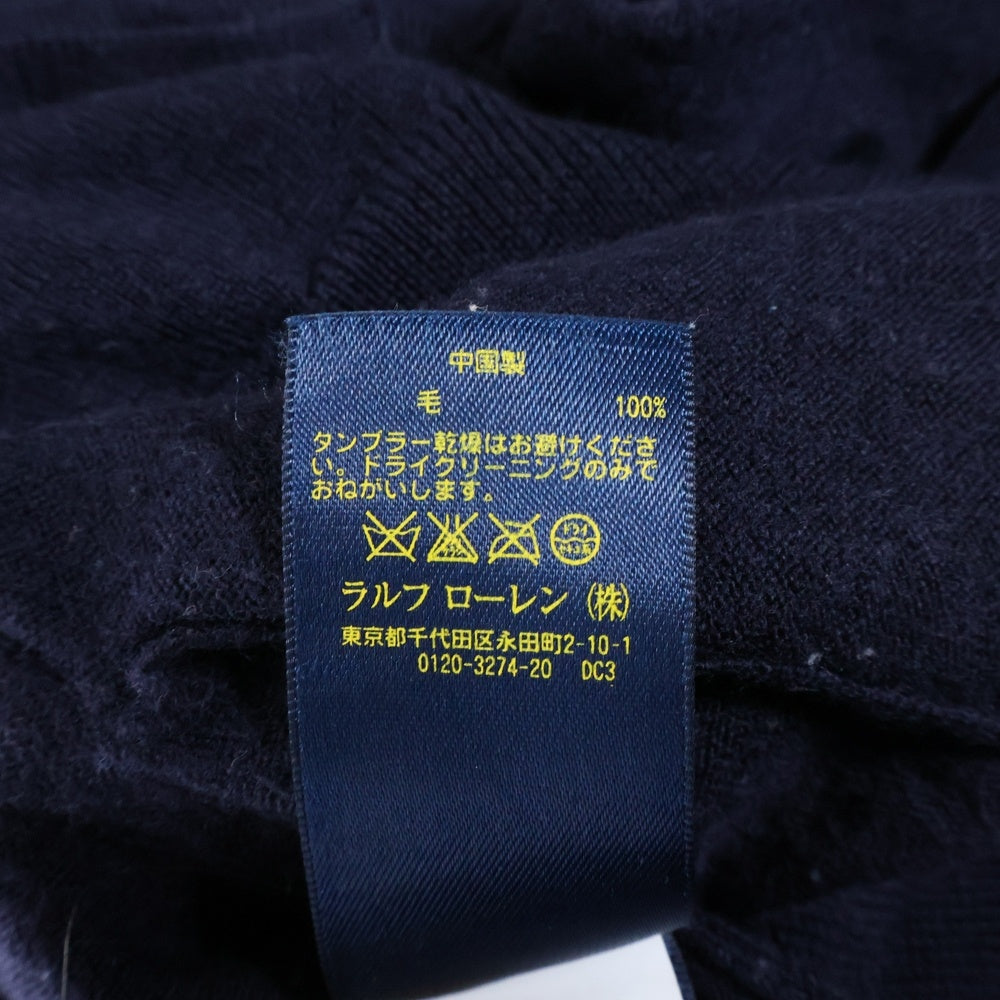 POLO RALPH LAUREN(ポロラルフローレン) ポニー刺繍 ウール Vネック ニット カーディガン ネイビー