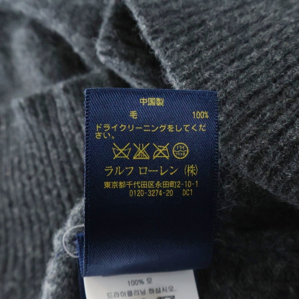 POLO RALPH LAUREN(ポロラルフローレン) ポニー刺繍 ウール クルーネック ニット セーター グレー